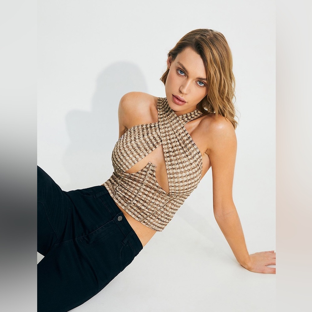 Cross Halter Cut Out Crop Top